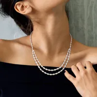 Julianna B Sterling Silver 0.98CTW Diamond Double Layer Necklace
