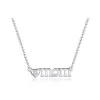 Sterling Silver Cubic Zirconia 19" Mom Necklace