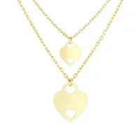 10K Yellow Gold Mother Child Heart 16.5" + 1.5" Ext Necklace