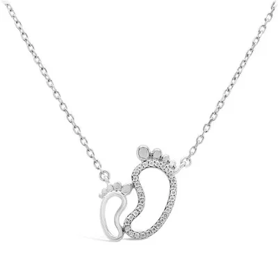 Sterling Silver Diamond Mother and Child Necklace