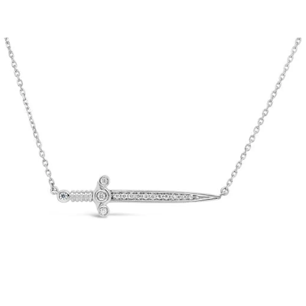 Sterling Silver Diamond Sword Necklace