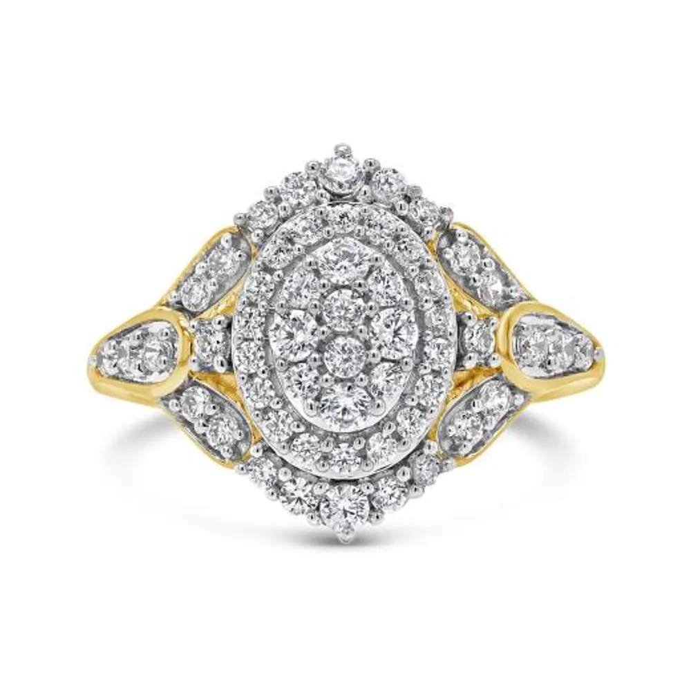 10K Yellow Gold 0.90CTW Diamond Fashion Ring