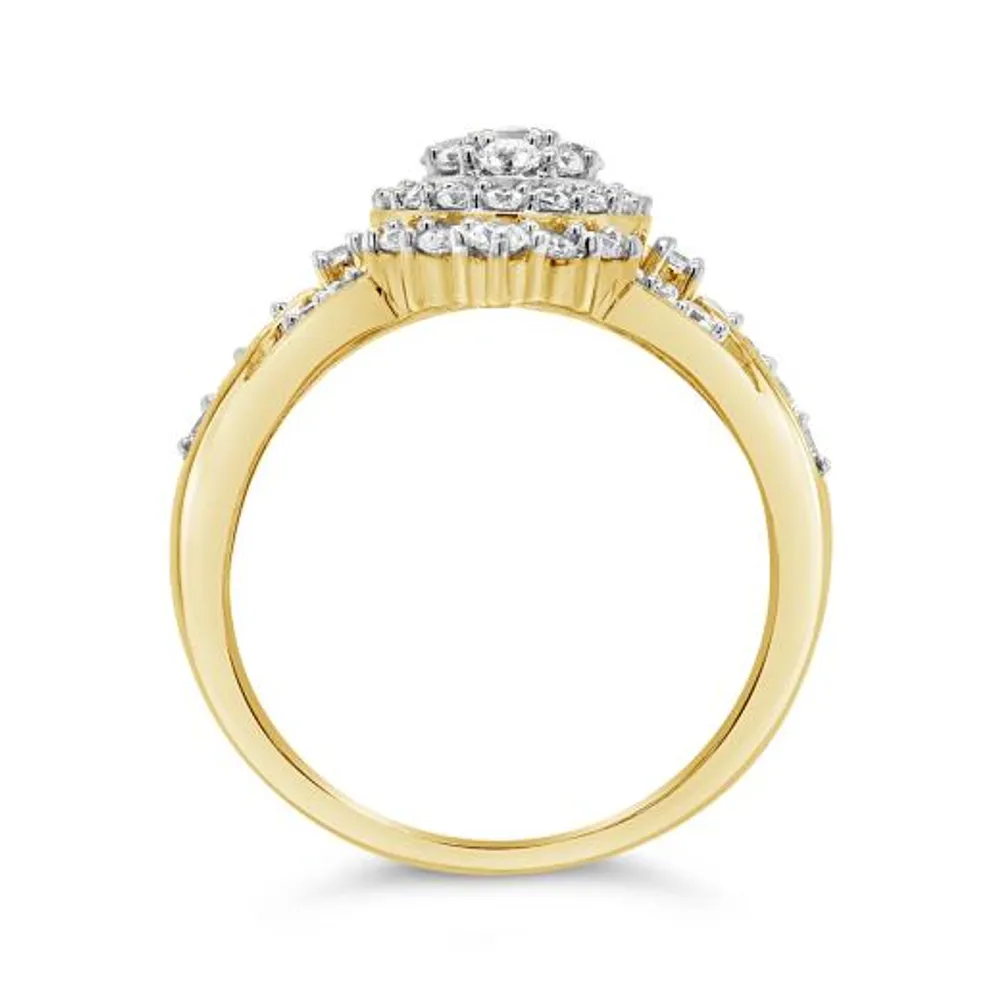 10K Yellow Gold 0.90CTW Diamond Fashion Ring