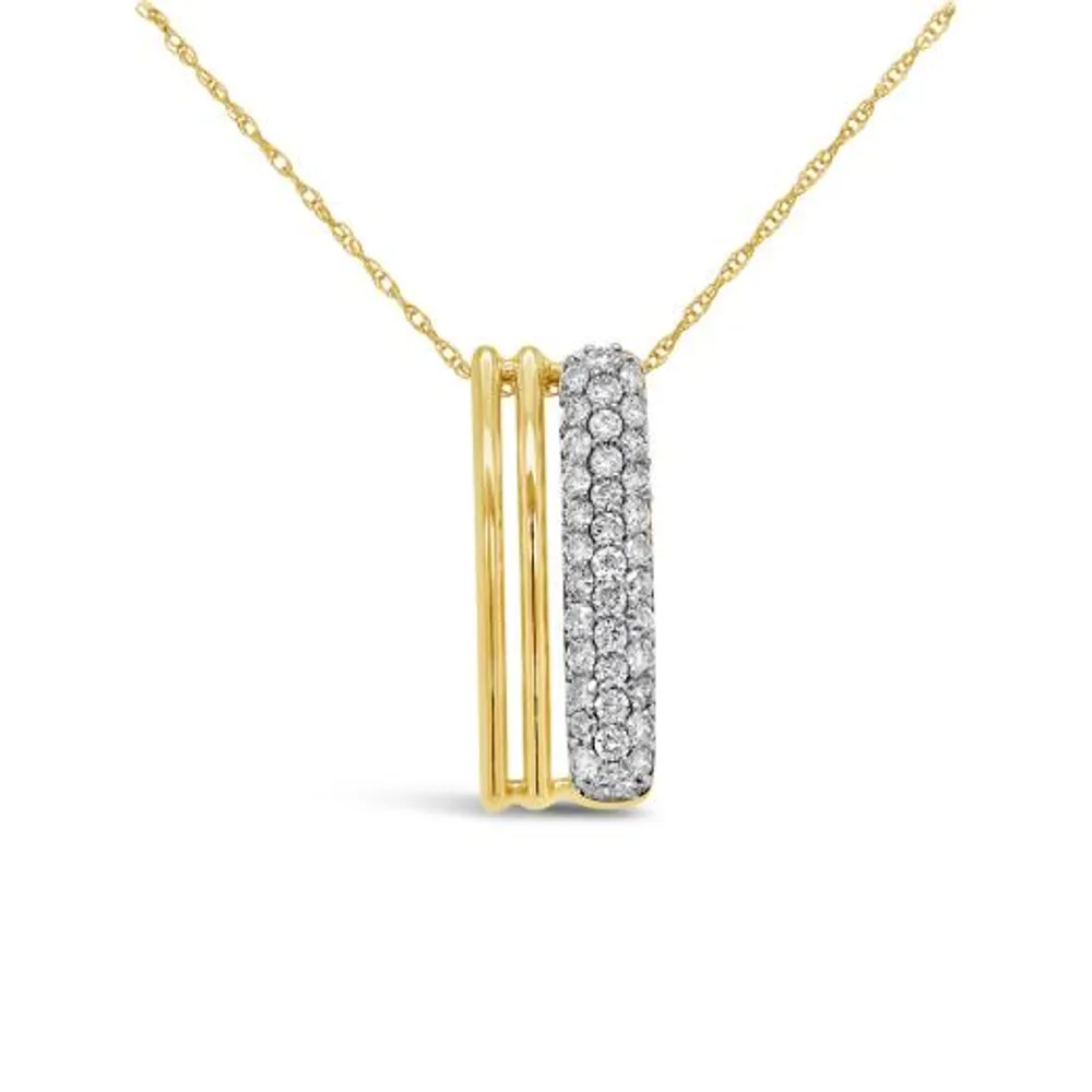 10K Yellow Gold 0.45CTW Diamond Bar Pendant