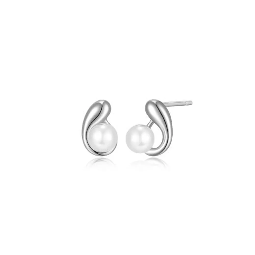Elle Caramel White Shell 5mm Stud Earrings