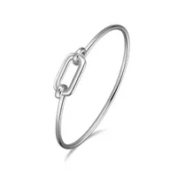 Elle Simpatico Sterling Silver Rectangle Link Bangle Bracelet