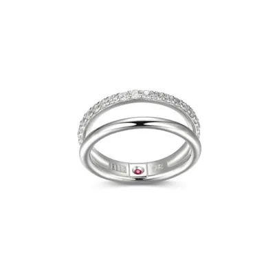 Elle Simpatico Sterling Silver Open Band Ring with Cubic Zirconia
