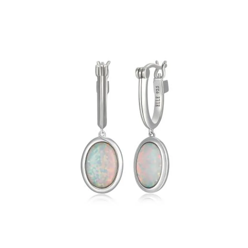 Elle Mirage Sterling Silver Opal Hoop Earring