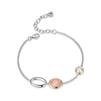 Elle Mirage Gold Plated Two Tone Rose Quartz & White Topaz Bracelet