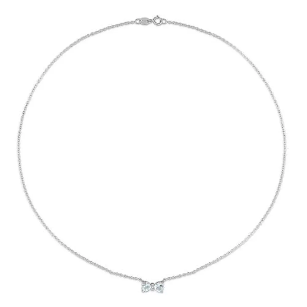 Julianna B Sterling Silver Aquamarine & Diamond Bow Necklace