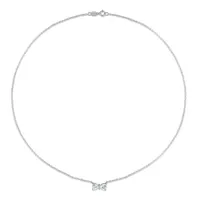 Julianna B Sterling Silver Aquamarine & Diamond Bow Necklace