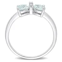 Julianna B Sterling Silver Aquamarine & Diamond Bow Ring