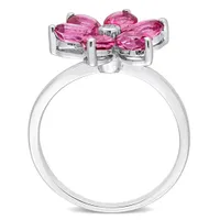 Julianna B 10K White Gold Pink Topaz & Diamond Flower Ring