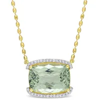 Julianna B Sterling Silver Yellow Plated Green Quartz and White Topaz Necklace