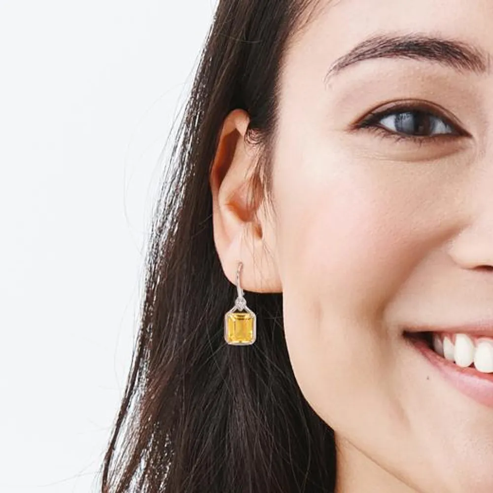 Julianna B Sterling Silver Yellow Plated Citrine and White Topaz Earrings