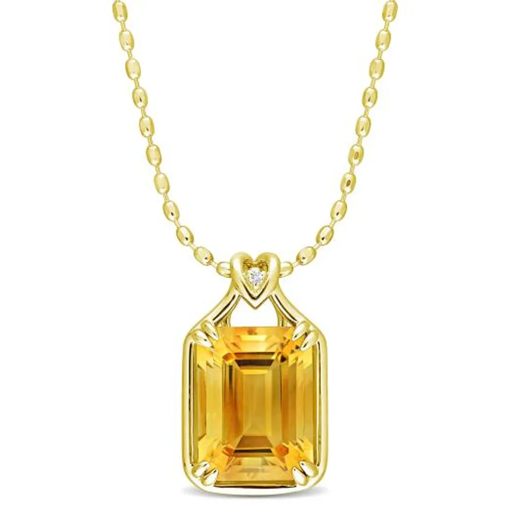 Julianna B Sterling Silver Yellow Plated Citrine and White Topaz Pendant