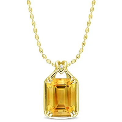 Julianna B Sterling Silver Yellow Plated Citrine and White Topaz Pendant