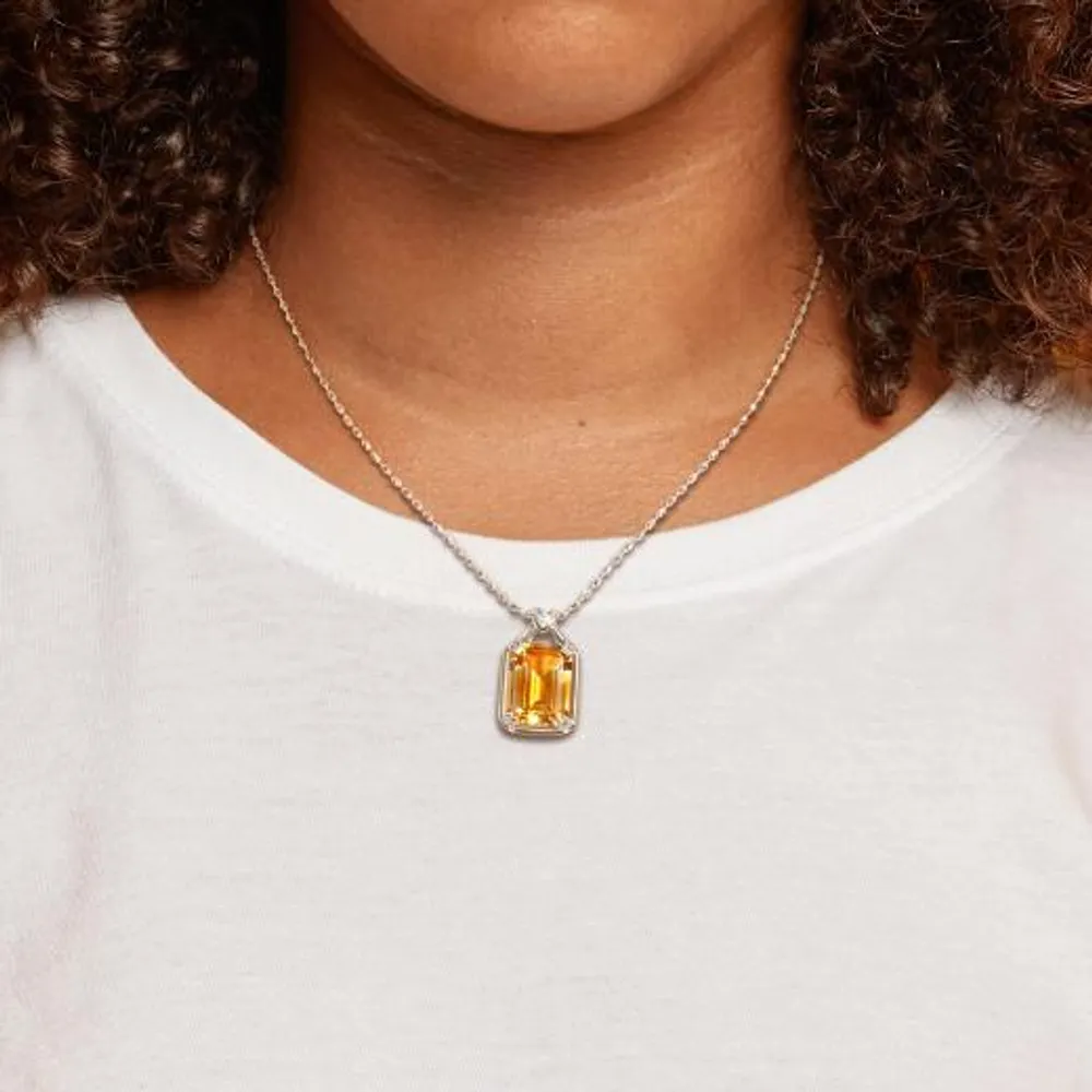 Julianna B Sterling Silver Yellow Plated Citrine and White Topaz Pendant