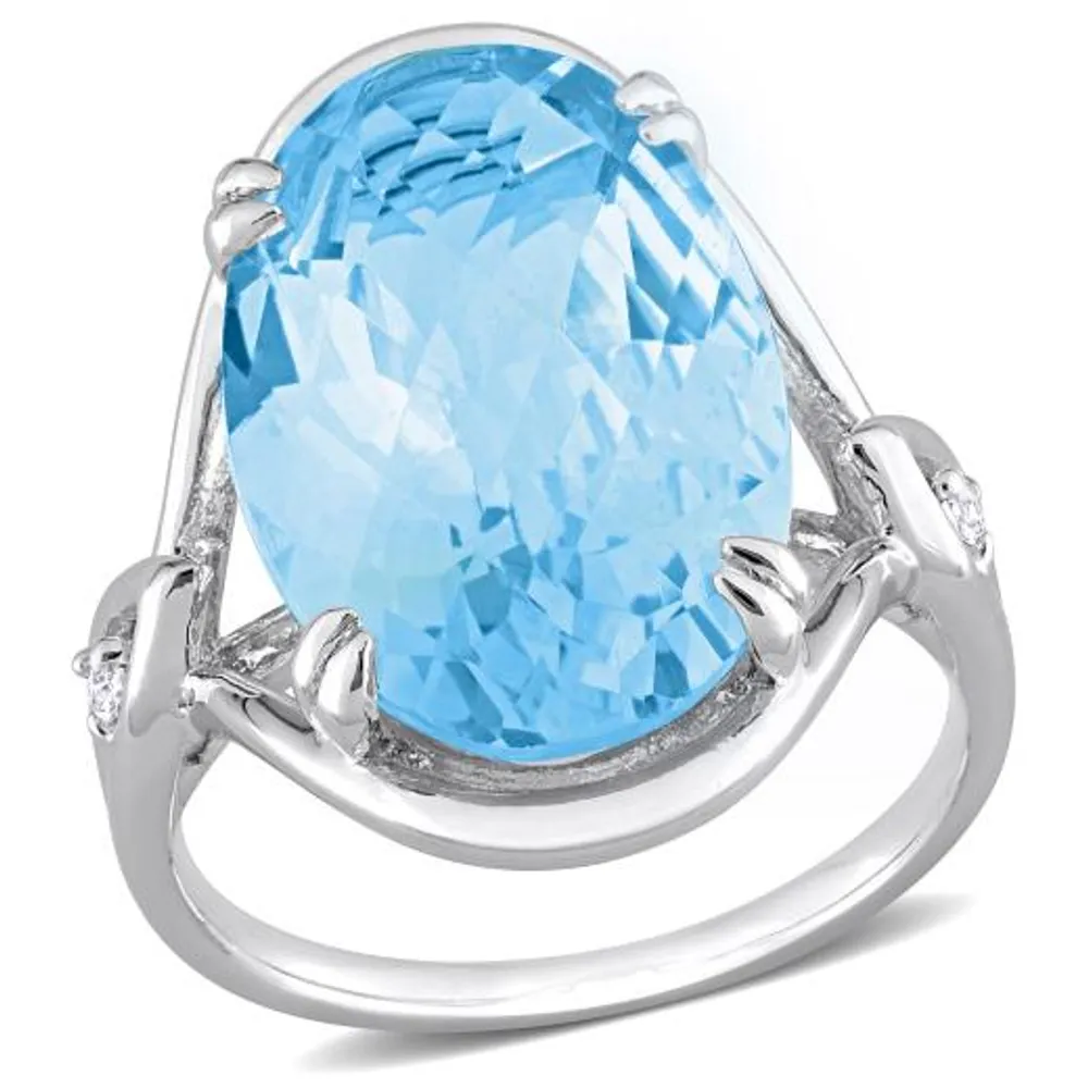 Julianna B Sterling Silver Sky Blue Topaz and White Topaz Ring