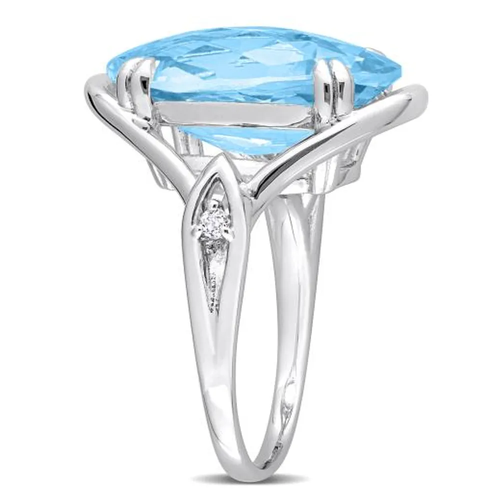 Julianna B Sterling Silver Sky Blue Topaz and White Topaz Ring