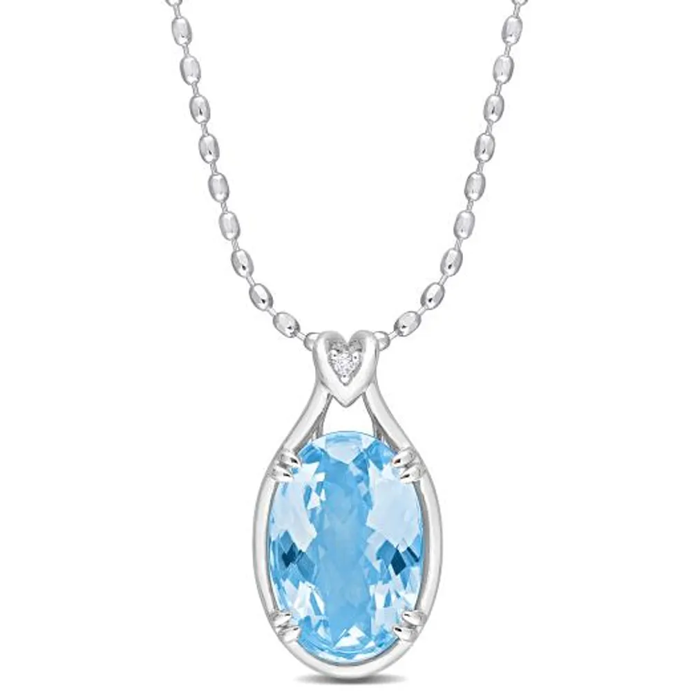 Julianna B Sterling Silver Sky Blue Topaz and White Topaz Necklace