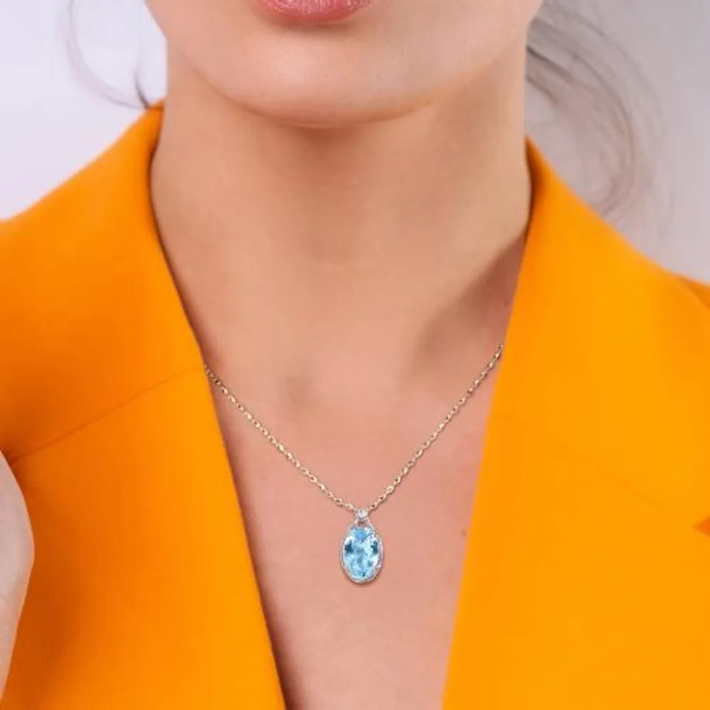 Julianna B Sterling Silver Sky Blue Topaz and White Topaz Necklace