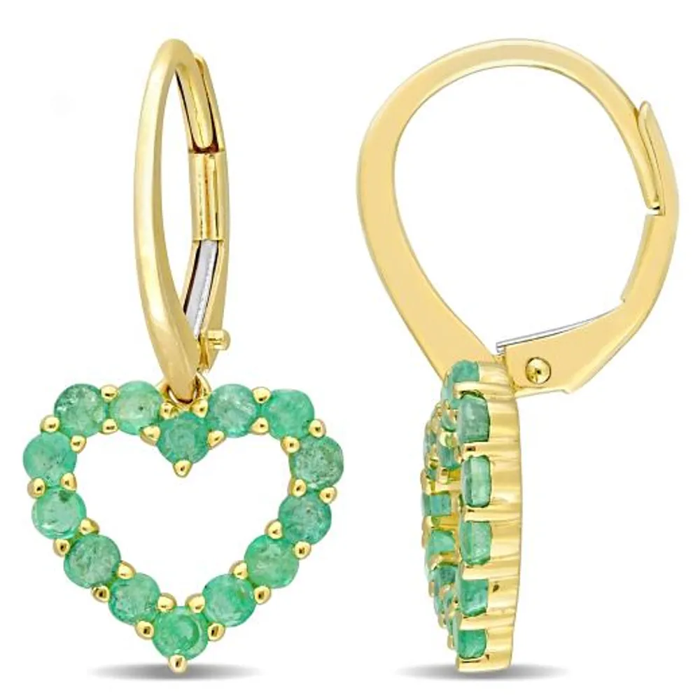 Julianna B 10K Yellow Gold Emerald Heart Earrings