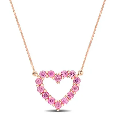 Julianna B 10K Rose Gold Pink Sapphire Heart Pendant 17