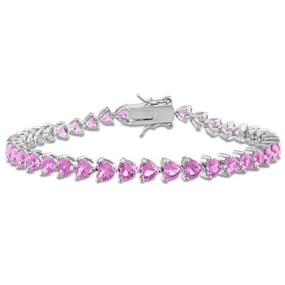 Julianna B Sterling Silver Created Pink Sapphire Bracelet