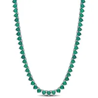 Julianna B Sterling Silver Created Emerald Tennis Necklace 18