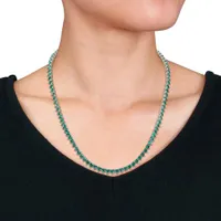 Julianna B Sterling Silver Created Emerald Tennis Necklace 18