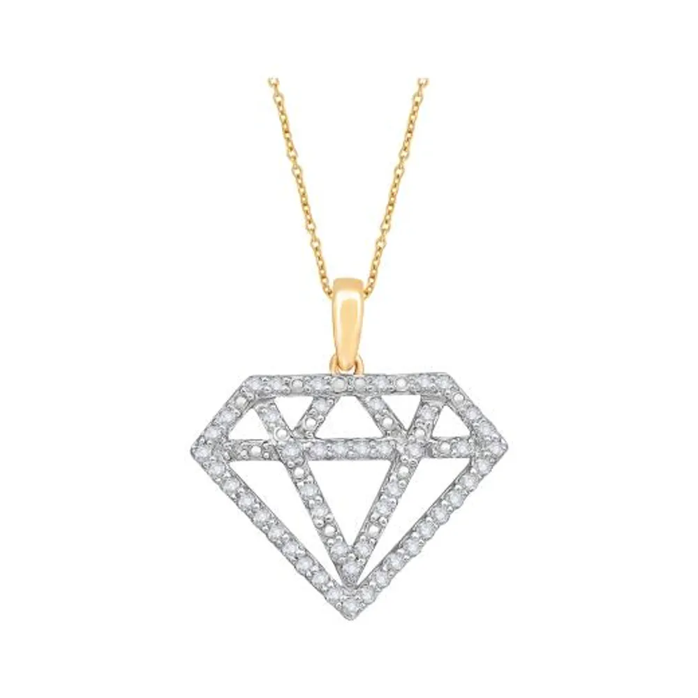 10K Yellow Gold 0.20CTW Diamond Shaped Pendant