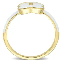 Julianna B Sterling Silver Yellow Plated Created White Sapphire Enamel Ring