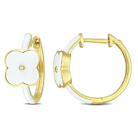Julianna B Sterling Silver Yellow Plated Created White Sapphire Enamel Earrings