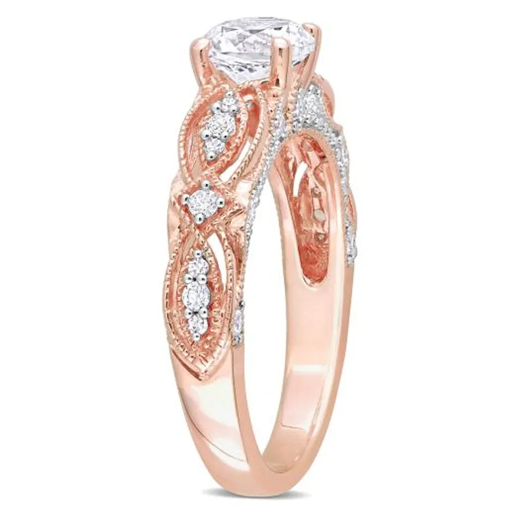 Julianna B 10K Rose Gold Created White Sapphire Diamond Ring