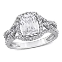 Julianna B 10K White Gold Created White Sapphire and Diamond Ring