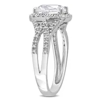 Julianna B 10K White Gold Created White Sapphire and Diamond Ring