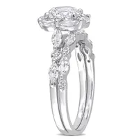 Julianna B 10K White Gold Created White Sapphire and Diamond Bridal Set