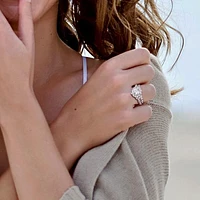 Julianna B 10K White Gold Created Sapphire and Diamond Bridal Set