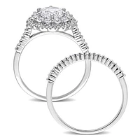 Julianna B 10K White Gold Created Sapphire and Diamond Bridal Set