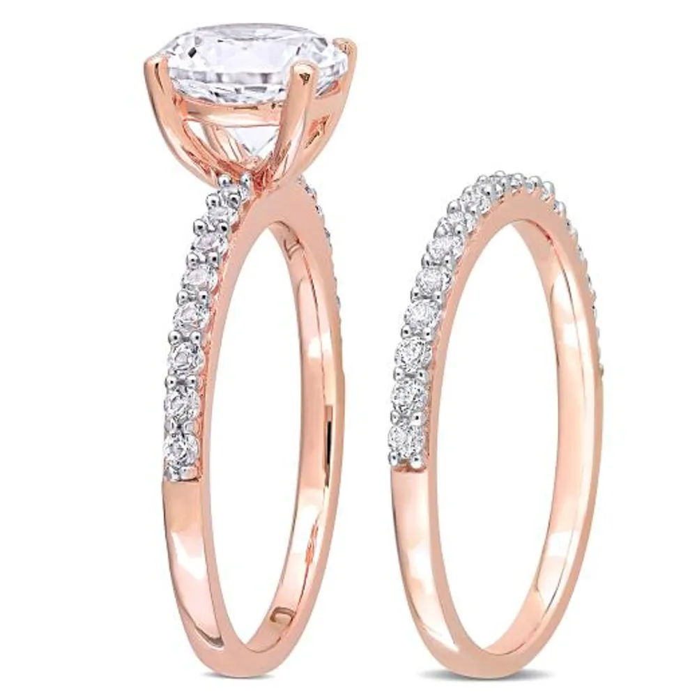 Julianna B 10K Rose Gold Created White Sapphire Bridal Set