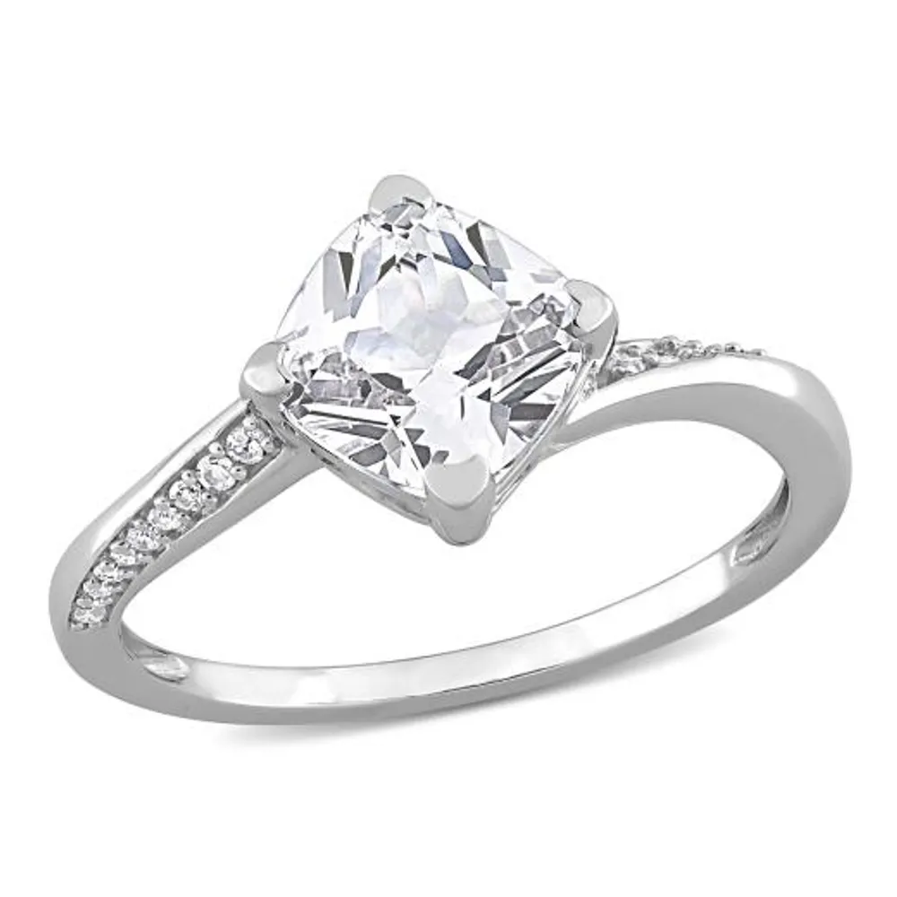 Julianna B 10K White Gold Created White Sapphire and Diamond Ring