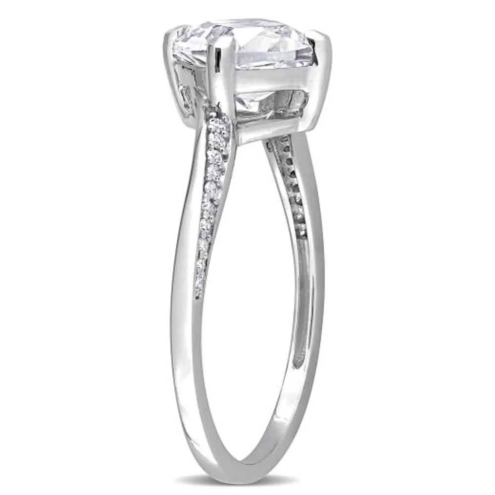 Julianna B 10K White Gold Created White Sapphire and Diamond Ring