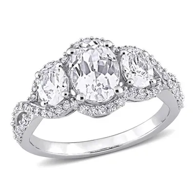 Julianna B 10K White Gold Created White Sapphire and Diamond Ring