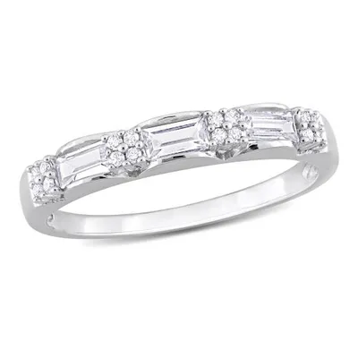 Julianna B 10K White Gold Created White Sapphire and Diamond Eternity Ring