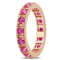 Julianna B Sterling Silver Rose Plated Pink Cubic Zirconia Eternity Band