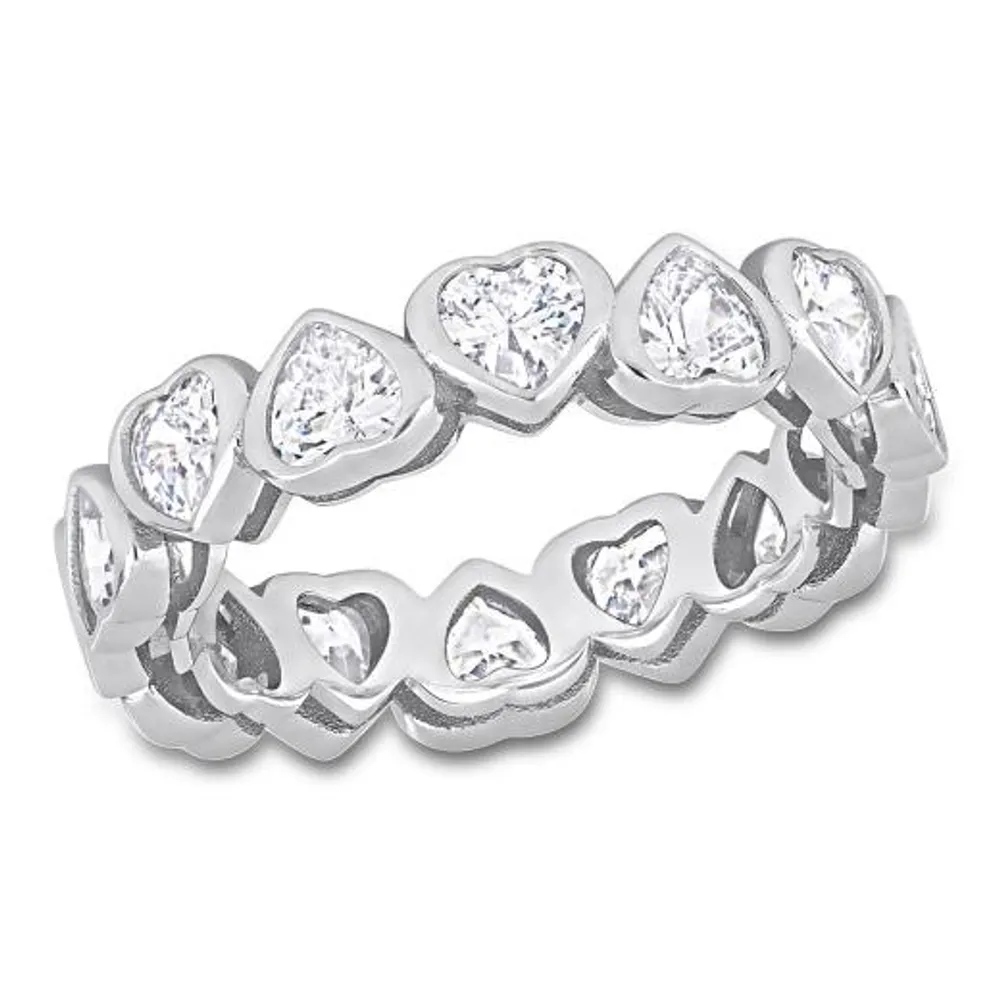 Julianna B Sterling Silver Cubic Zirconia Heart Eternity Band