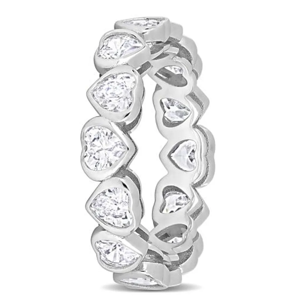 Julianna B Sterling Silver Cubic Zirconia Heart Eternity Band