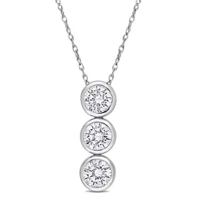 Julianna B Sterling Silver Cubic Zirconia Drop Pendant With Chain