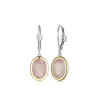 Elle Mirage Gold Plated Two Tone Rose Quartz & White Topaz Drop Earrings